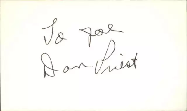 Dan Priest D.2004 Actor Signed 3" x 5" Index Card