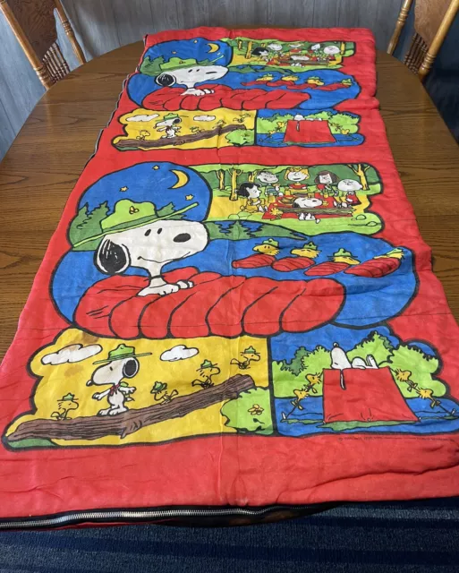 1966 United Feature Syndicate Snoopy Peanuts pandilla camping gráfico saco de dormir