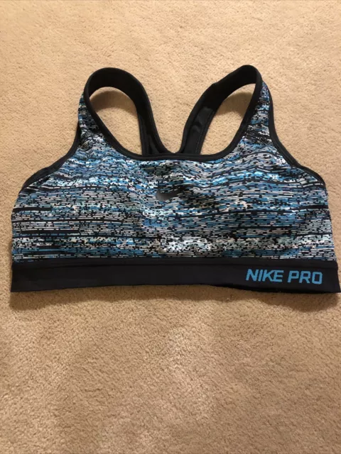 NIKE PRO DRI-FIT Womens Sports Bra Size Small Racerback Blue Black