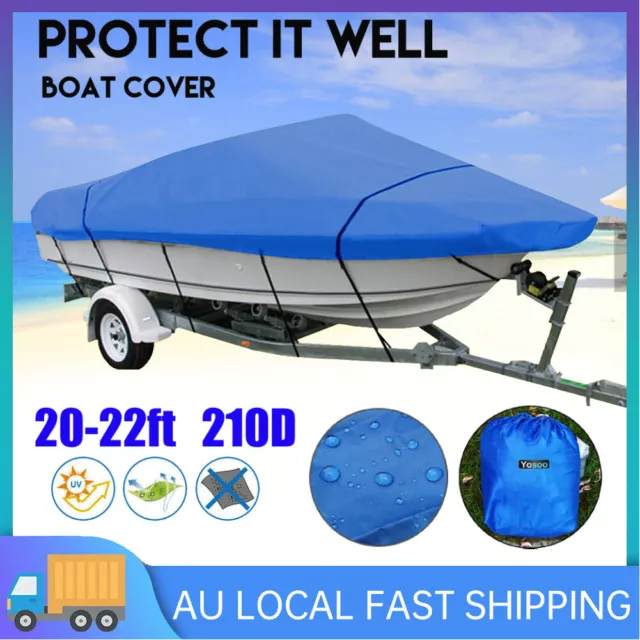 Boat Cover 20ft-22ft Trailerable Marine 210D Waterproof UV Protector Heavy Duty