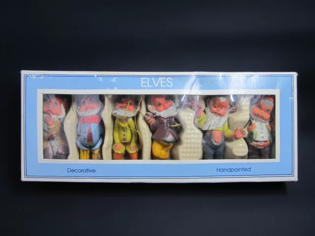 Cute Vintage Old World Christmas Ornaments Elves Set Of 6 In Original Box