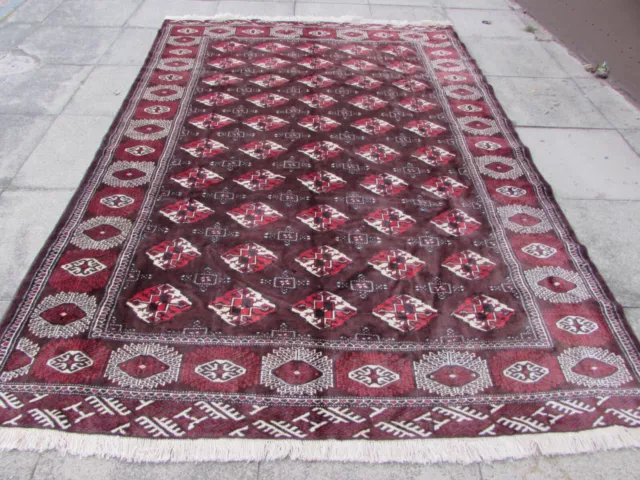 Vintage Hand Made Traditional Oriental Wool Brown Maroon Large Carpet 304x212cm