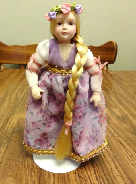 Vintage Avon Rapunzel 7 5/16" Fairy Tale Doll Collection Bisque/Porcelain 1986
