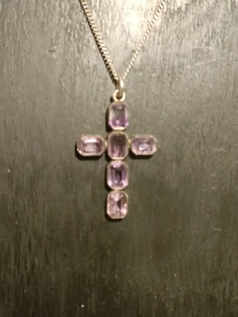 Pendentif Croix Avec Chaîne En Argent Massif 925 - Ancien, Très Bon état