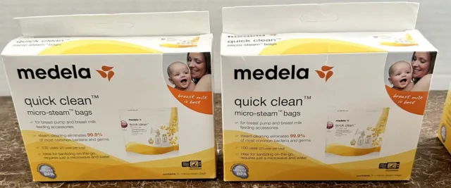 Lot of 2 Medela Quick Clean Micro - Steam Bags 5ct Reusable (10 total)