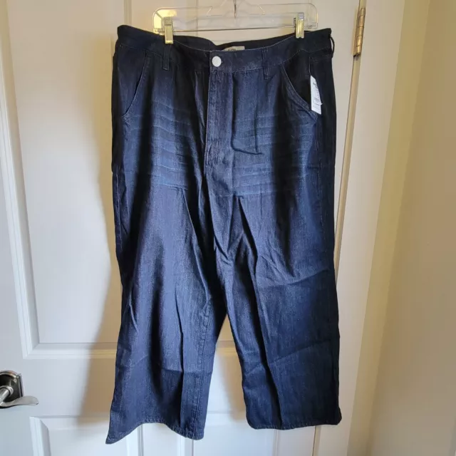 NWT Charlotte Russe Refuge + Jeans Womens Size 18 Wide Leg Crop Dark Blue Jeans
