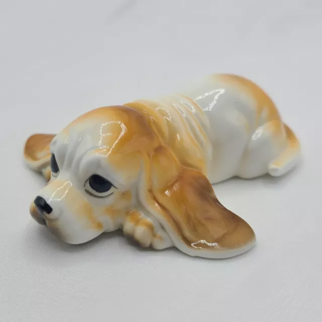 VTG Lipco Basset Hound Puppy Dog Figurine 4" Bone China Long Floppy Ears Taiwan