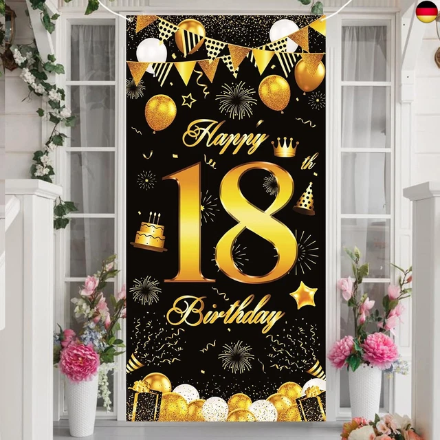 18. Geburtstag Banner Roségold Schwarz - Extra Groß 180x110cm Für Geburtstagsdeko & Fotohintergrund