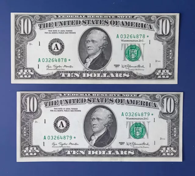  Lot billets dollars $ Américain USA  l'étoile  n° suivant   1977  Rare