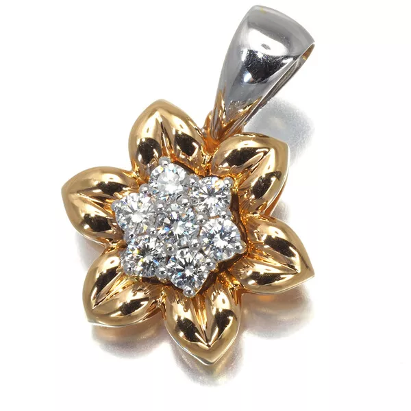 Auth PICCHIOTTI Pendant Diamond 0.44ct Flower 18K 750 RG/White Gold
