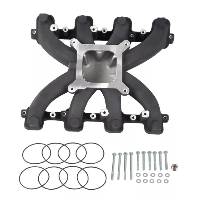 BLACK ALUMINUM SINGLE Plane Carb Intake Manifold For GM LS LS3/L92 300