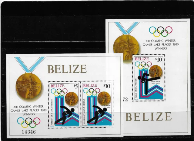 Belize 1980, Hojas Bloque 20/21 Juegos Olímpicos Invierno.   Mnh,