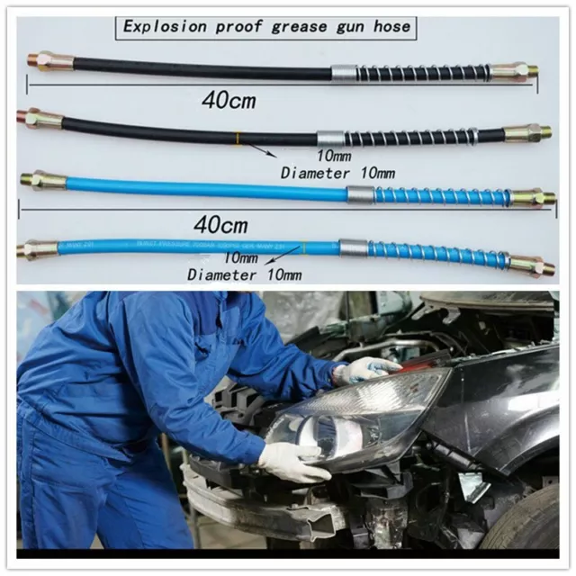 Flexible 15"  Grease Gun Whip Hose Heavy Duty High Pressure Long Extension tool