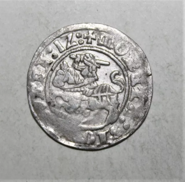 S1 - Poland 1 Denar 1512 Very Fine + Silver Hammered Coin