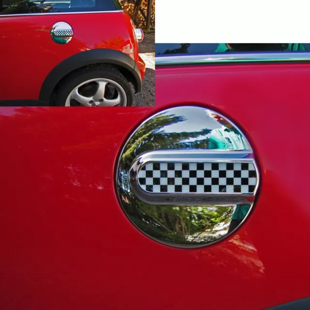 Tankdeckel  In Chrom Checkered Flag Passend Für Mini One Cooper R50 2001-11/2006