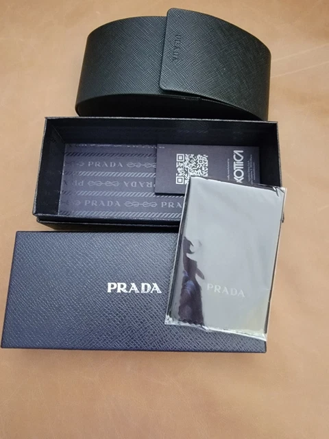 PRADA Eyeglasses hard Case black , Outer box and Cleaning Cloth NEW