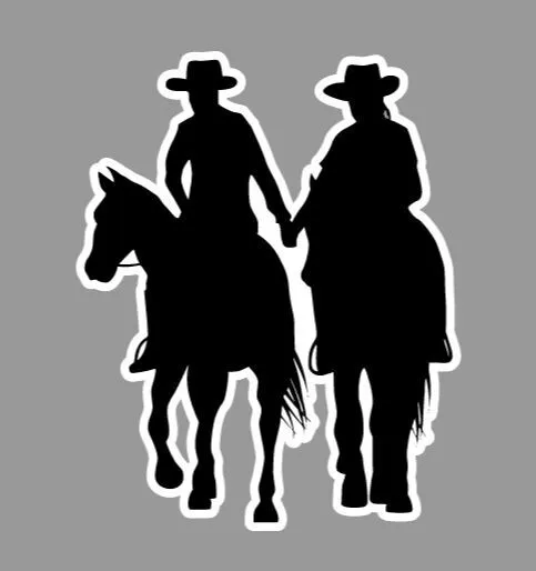 Cowboy Couple on Horses Die Cut Glossy Fridge Magnet