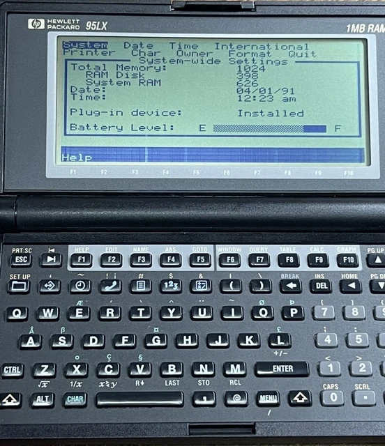 HEWLETT-PACKARD HP 95LX Palmtop Handheld Computer working £156.70