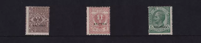 Italy (Eritrea) 1924 1c, 2c & 5c - Mtd Mint - SG 80-82