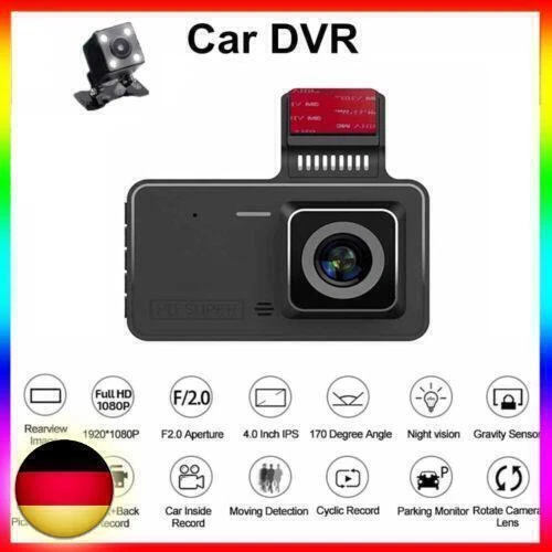 4" Autokamera Dashcam HD 1080P Cam Kamera DVR Video Recorder Nachtsicht G-Sensor
