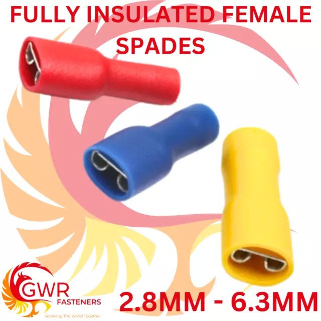 Fully Insulated Spade Electrical Terminals Red Blue Yellow Wire Crimp Connectors