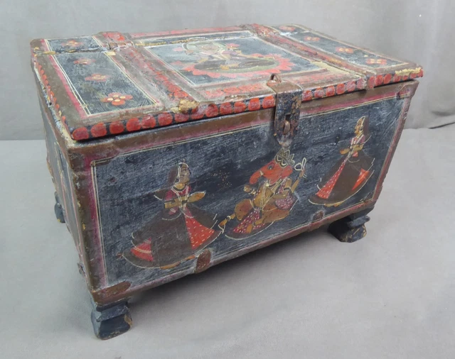 Volet Ancien En Bois Peint Main - Provenance Inde - Motifs Floraux Bohèmes - Dimensions : 52,5 X 69,5 Cm - Déco Ethnique