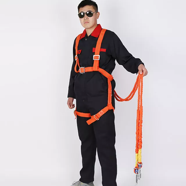 Full Body Safety Harness Tool Fall Protection Waist Belt with 2m Lanyard,