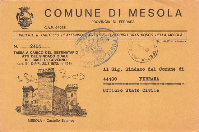 Al13-23A) Busta Comune Di Mesola Ferrara Castello Estense Gran Bosco