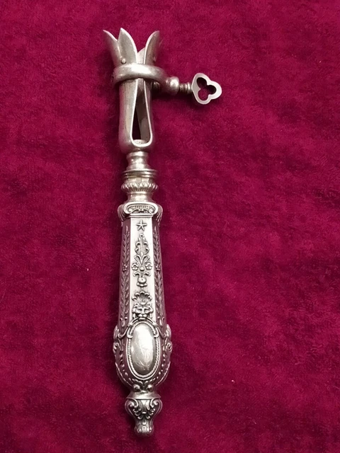 Service à Découper Ancien XIXème - Manche Argent Massif Minerve, Lame Acier Inoxydable - Longueur 30cm
