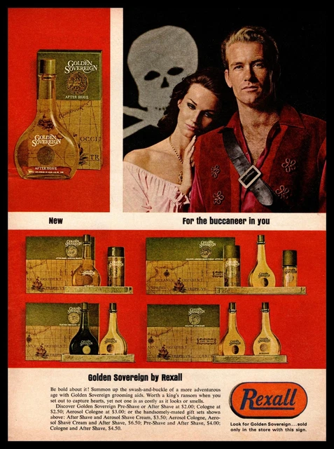 1965 Rexall Drug Golden Sovereign After Shave "For The Bucaneer In You" Print Ad