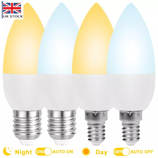 E14/E27 LED Night Light Bulbs Candelabra Dusk to Dawn Sensor Outdoor Yard Lights