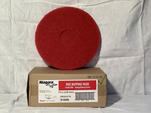 3M Niagara 5100N Red Buffer Pads 13 Inch New Old Stock (5 PADS PER CASE)