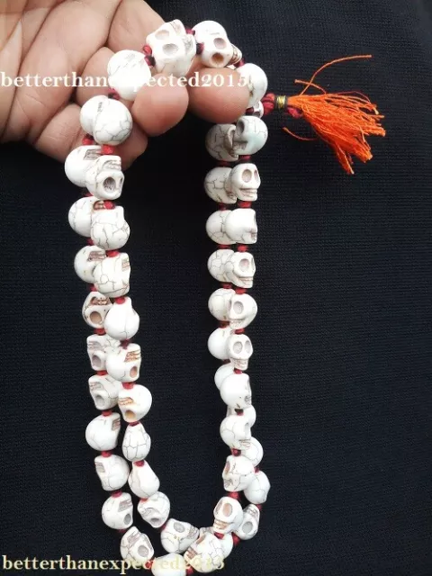 Tibetisch Knochen Totenkopf Buddhistisch 55 Gebet Perlen Mala Kette 13 MM Kali