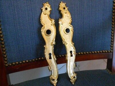 Pair Vintage brass FRENCH  FINGER PUSH PLATES