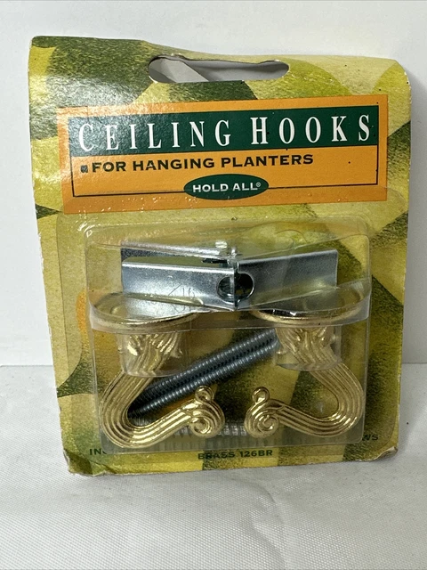 Hold All Brass Hook Plant Light Lantern Swag Ceiling Hook 2 Hooks New In Package