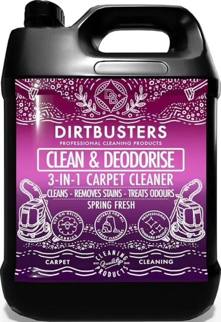 Dirtbusters carpet cleaning solution 5L shampoo cleaner pet odour deodoriser vax