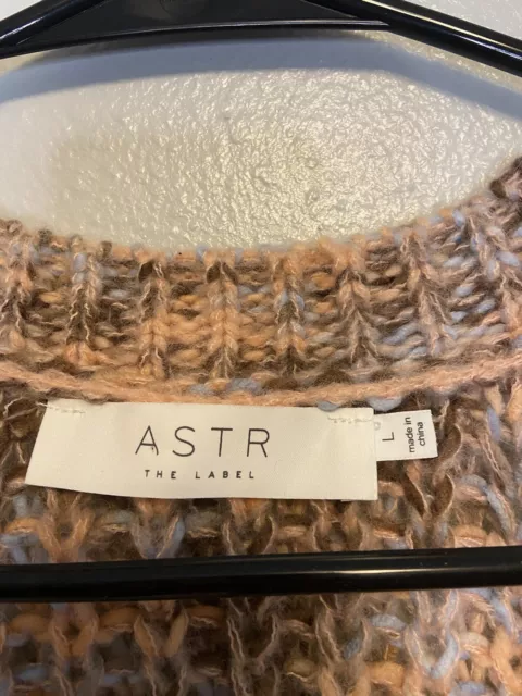 ASTR The Label Sweater Womens Large Peach-Blu Knit Cardigan Casual Acrylic Blend 3