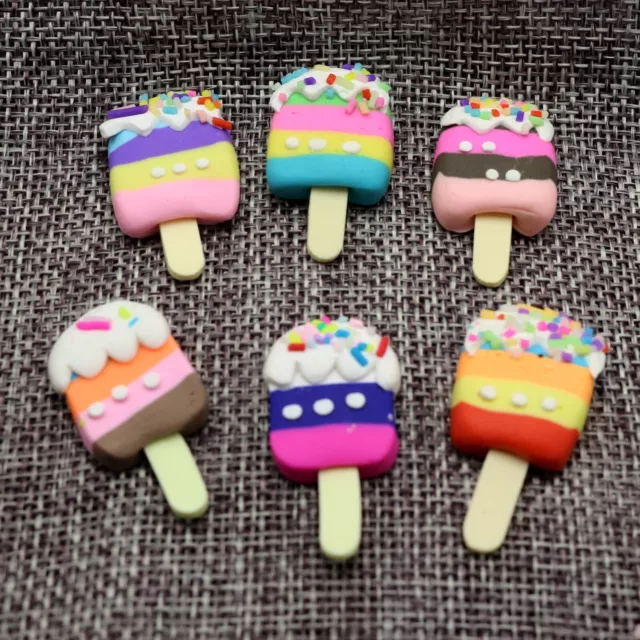 10 Mixed Color Popsicle Ice Lolly Summer Polymer Clay Cabochon for Scrapbooking