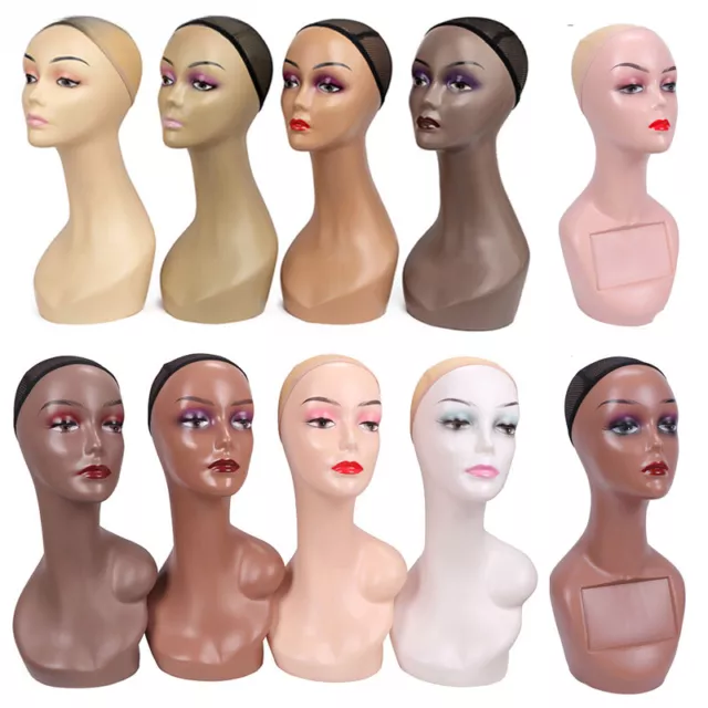Realistic Female Mannequin Head with Shoulder for Wigs Hats Display Model  New