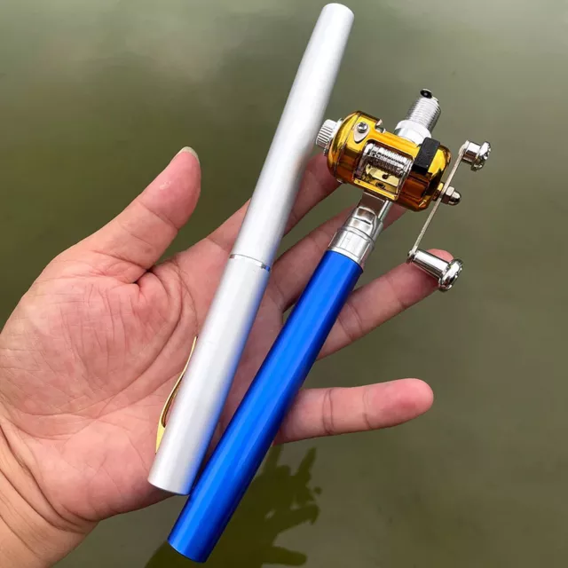 Mini Fishing Rod Telescopic Fish Pen Portable Pocket Fishing Rod Pole + Reel AU 3