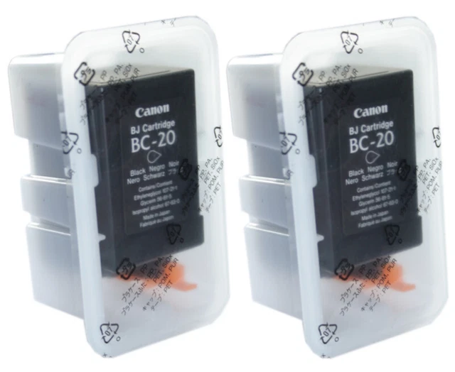 2x Original Canon Ink Cartridge BC-20 Black for Bjc 2000 4000 5000 Blister Pack