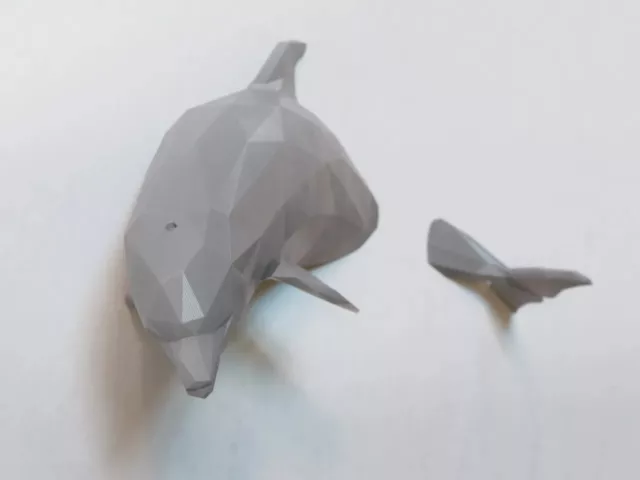 Décoration Murale Dauphin Dolphin low poly Longueur 25cm - Impression 3D 2