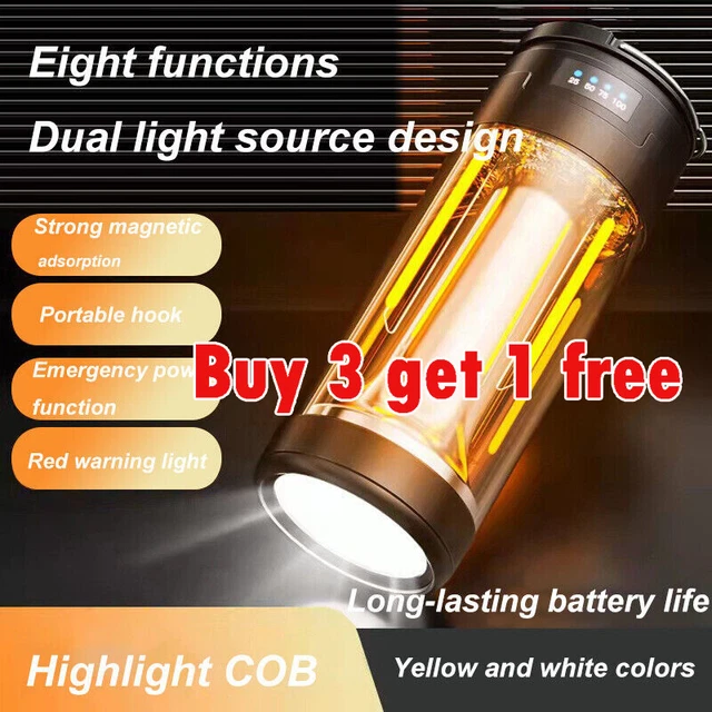 3 in1 LED lantern USB Rechargeable Light Camping Emergency Outdoor Hiking Lamp