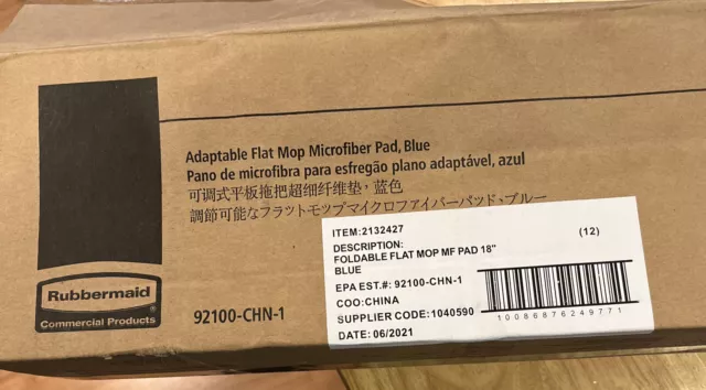 12 RUBBERMAID COMMERCIAL 2132431 foldable Flat mop pads  Microfiber wet dry NEW