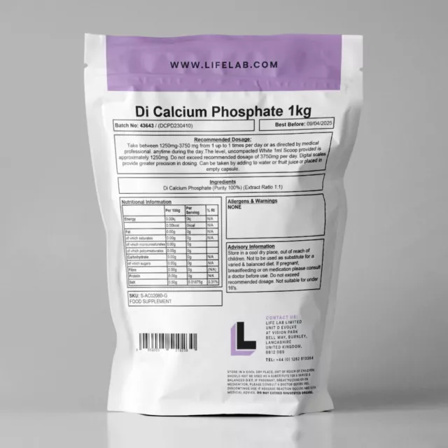 Dicalcium Phosphate Powder Calcium Hydrogen Healthy Hair Skin Nails Growth - UK 2