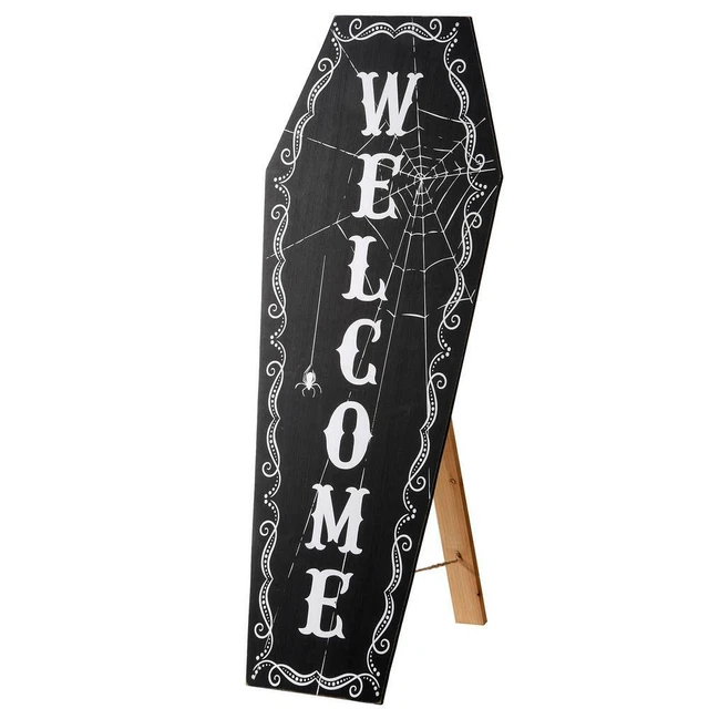 Halloween Welcome Sign 28 In Spooky Spider Web Lightweight Wood Yard Decoration