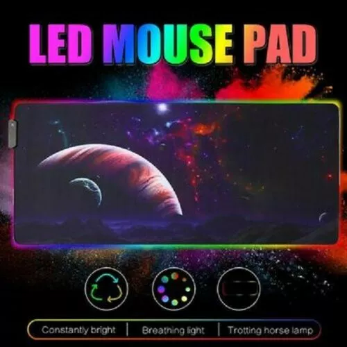 Tappetino Mouse Xxl Rgb Mousepad 800 300 Mm Led Cambio Colore Pc Usb Tappeto 2