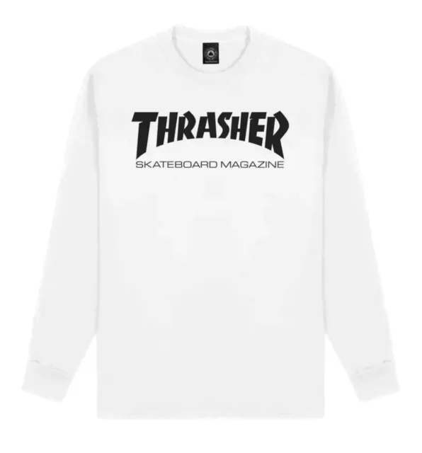 Thrasher Skate Mag Logo Long Sleeve T-Shirt - White - Medium