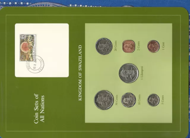 Coin Sets of All Nations Swaziland 1975-1982 w/card 5,20 cents, 1 Lilangeni 1979