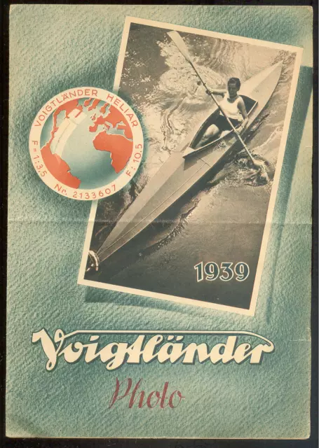 Dépliant publicitaire présentant 5 appareils photo VOIGTLÄNDER 1939
